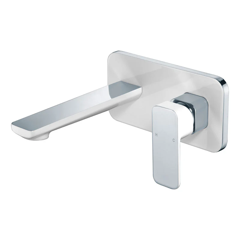 Ikon Seto Wall Basin Mixer Chrome & White - Image 4