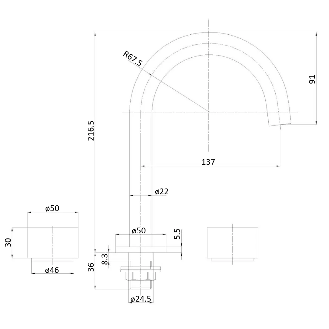 IkonTana 1/4 turn C/D Basin Set Brushed Nickel - Image 2