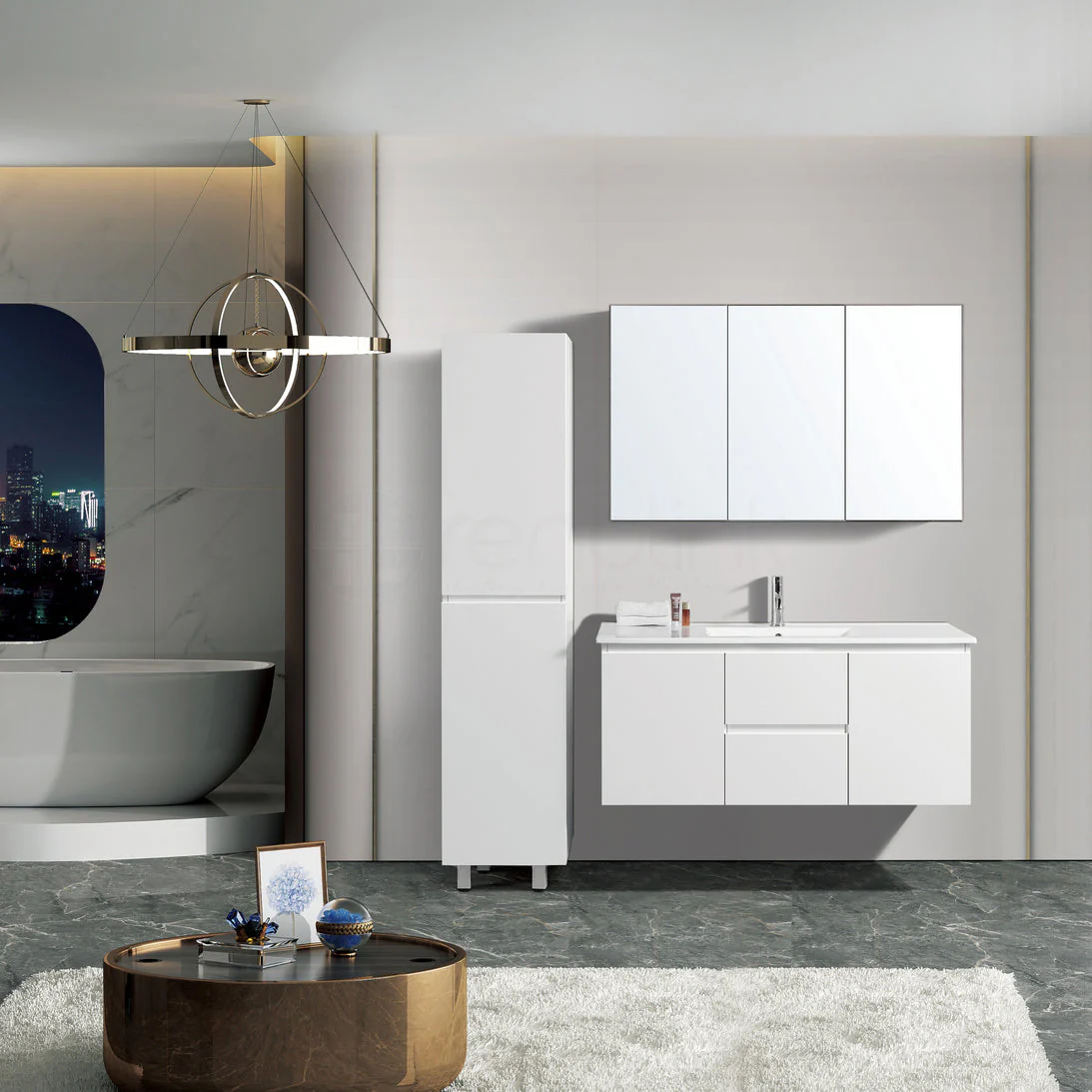 Ivana 1200mm PVC Water Proof Wall Hung Bathroom Vanity Ceramic Basin - Image 2