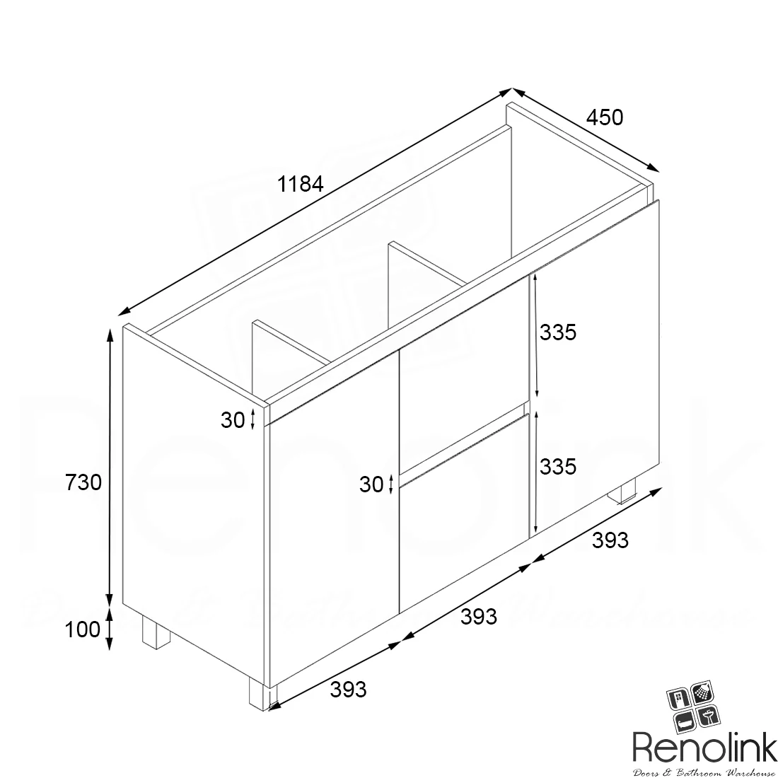 Ivana 1200mm PVC Water Proof Bathroom Vanity Cabinet - Image 6