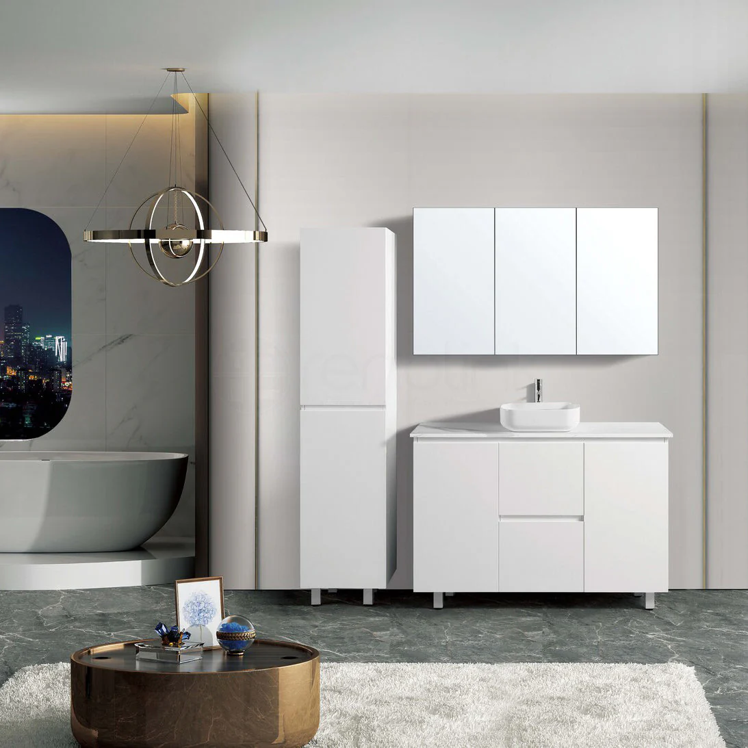Ivana 1200mm PVC Water Proof Bathroom Vanity White Quartz Stone - Image 2