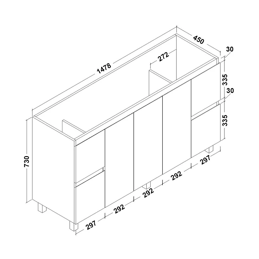 Ivana 1500mm PVC Water Proof Bathroom Vanity Cabinet - Image 2