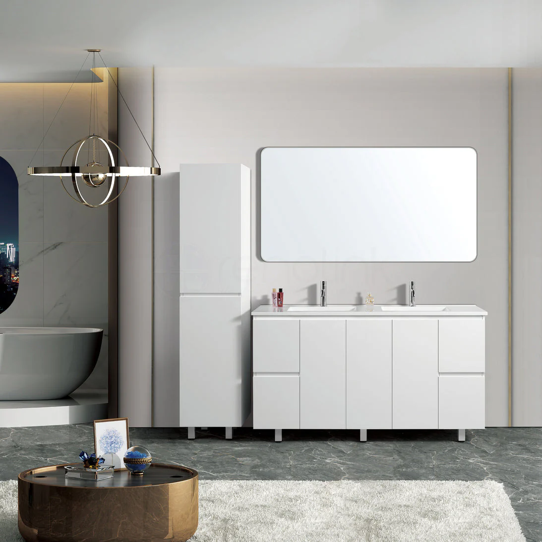 Ivana 1500mm PVC Water Proof Bathroom Vanity Double Poly Marble Basin - Image 4