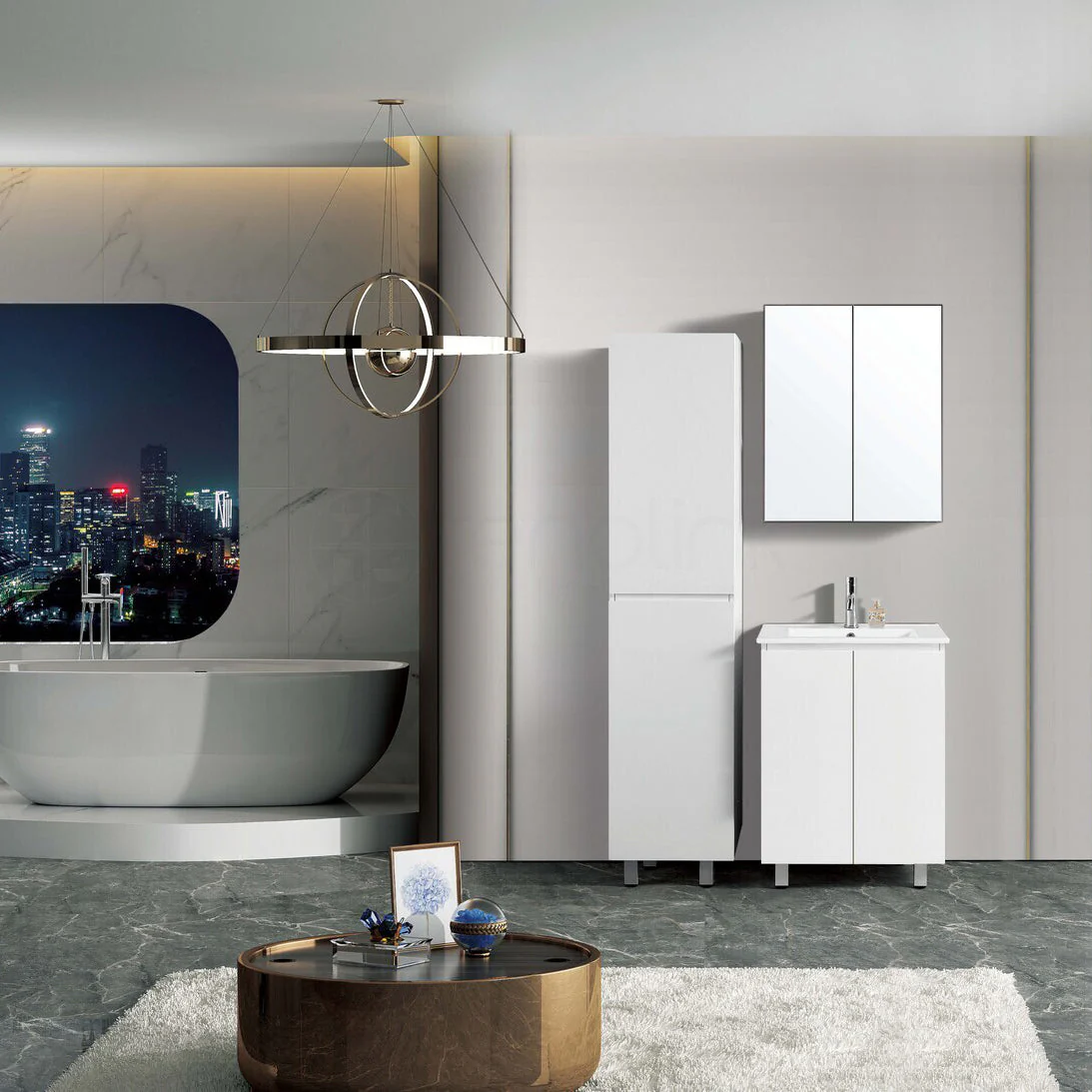 Ivana 600mm PVC Water Proof Bathroom Vanity Ceramic Basin - Image 5
