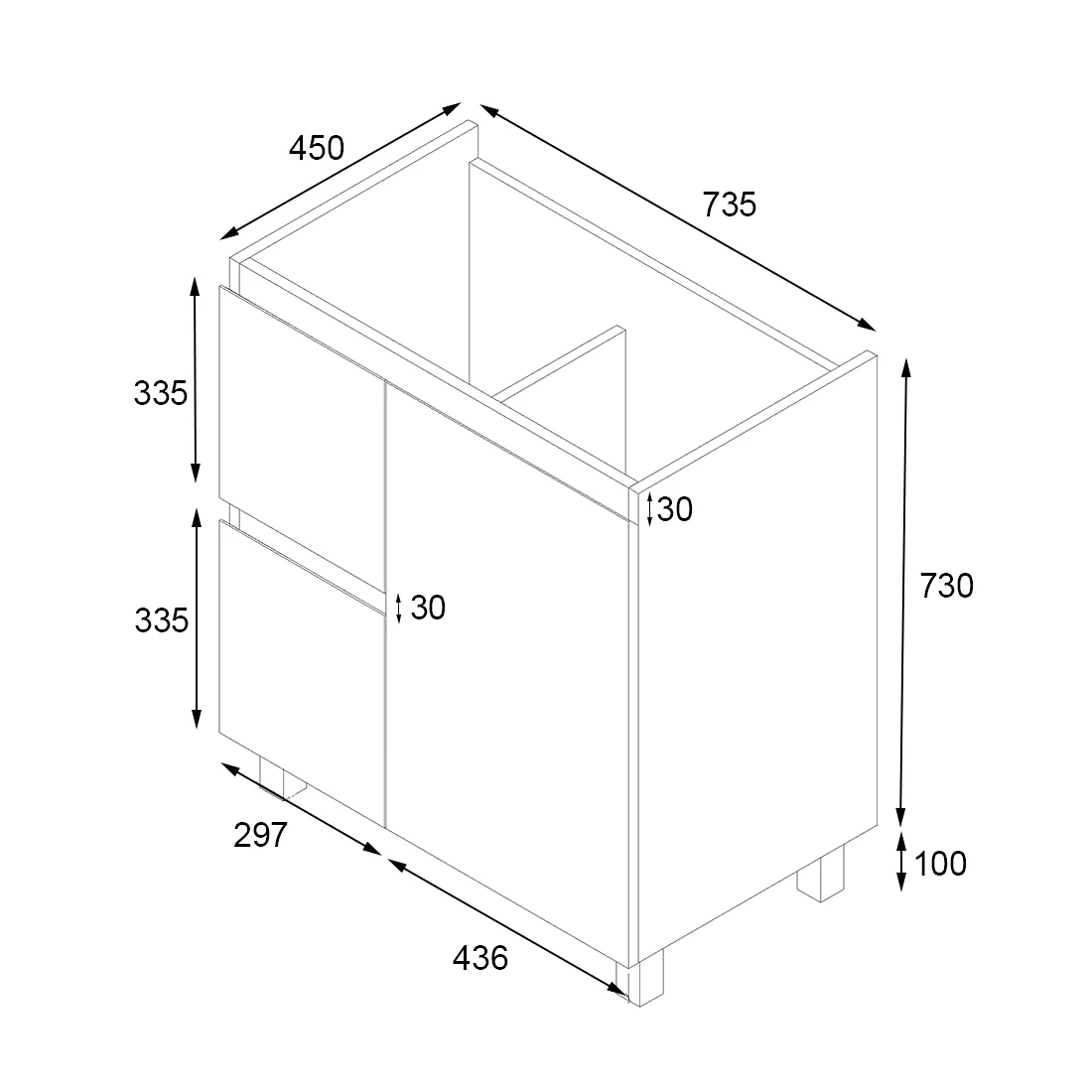 Ivana 750mm PVC Water Proof Bathroom Vanity Left Drawers Cabinet - Image 3