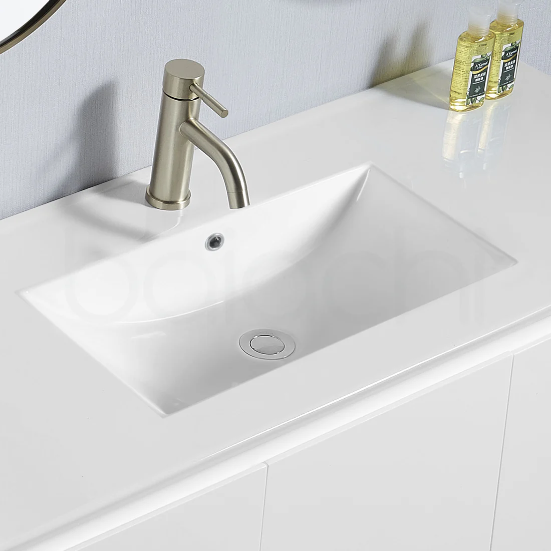 Ivana 900mm PVC Water Proof Wall Hung Bathroom Vanity Left Drawers Ceramic Basin - Image 5