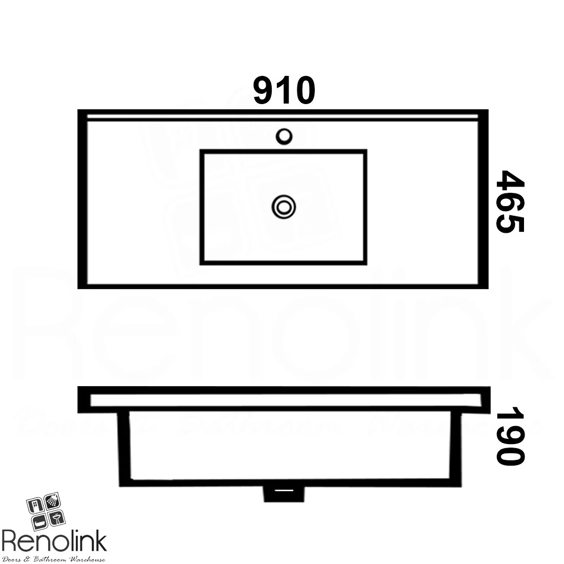 Ivana 900mm PVC Water Proof Wall Hung Bathroom Vanity Right Drawers Ceramic Basin - Image 4