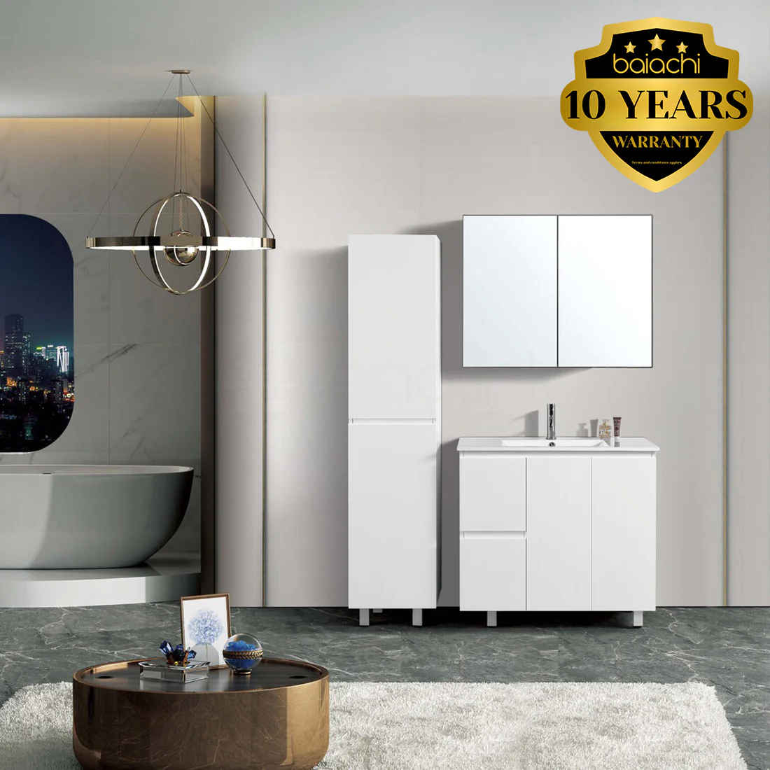 Ivana 900mm PVC Water Proof Bathroom Vanity Left Drawers Cabinet