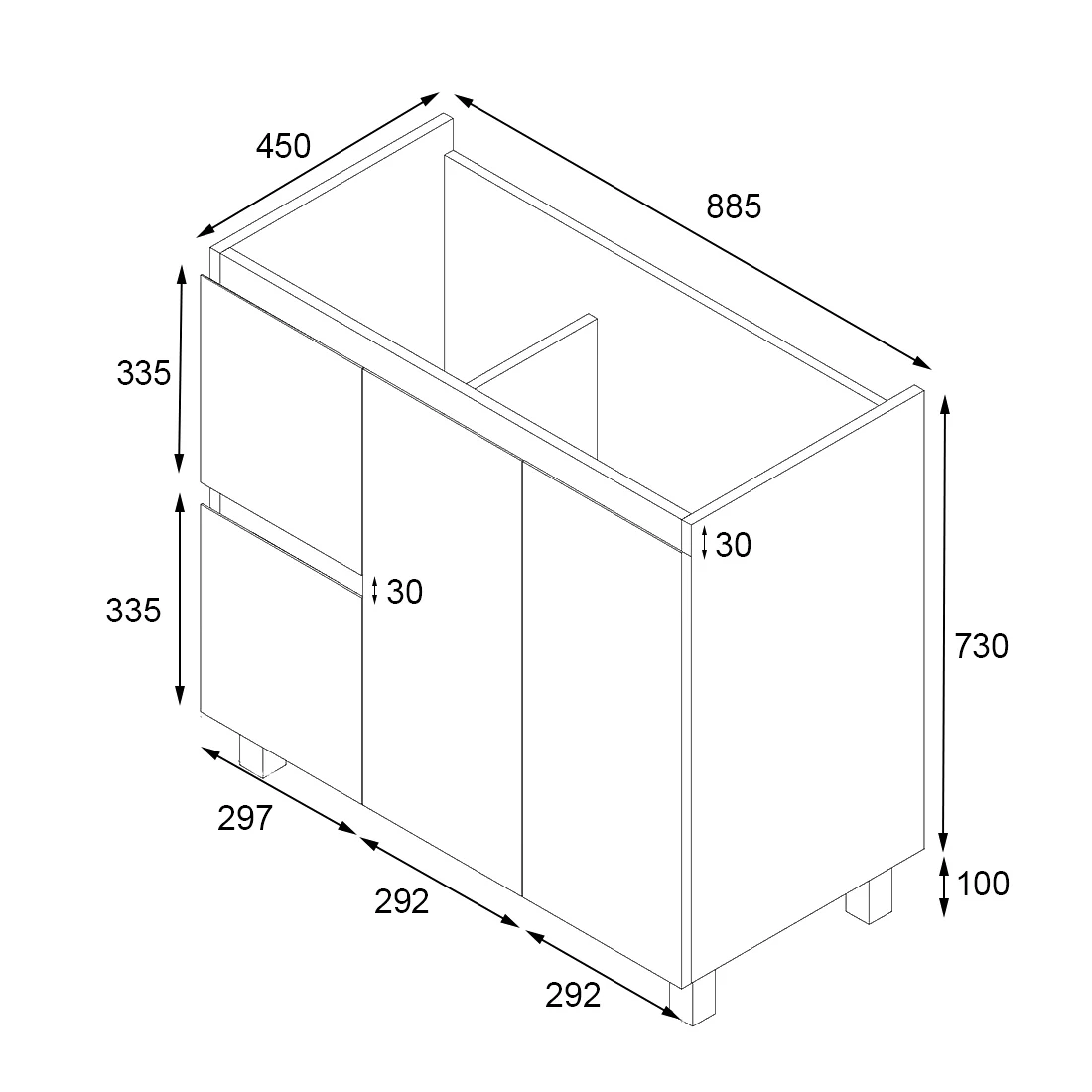 Ivana 900mm PVC Water Proof Bathroom Vanity Left Drawers Cabinet - Image 3