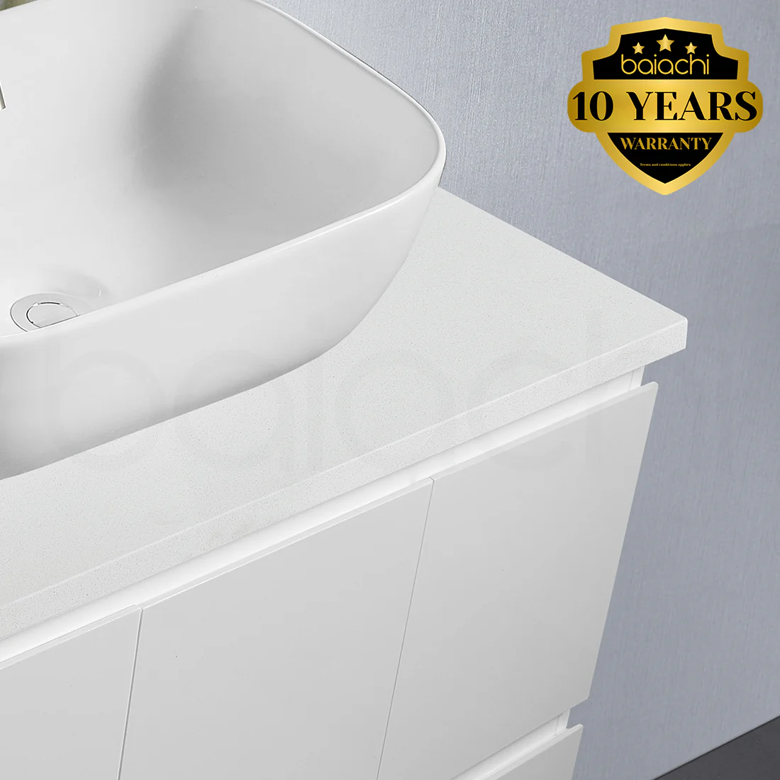 Ivana 900mm PVC Water Proof Bathroom Vanity Left Drawers White Quartz Stone