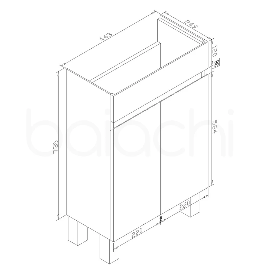Jasmin 465mm Slim PVC Water Proof Bathroom Vanity Cabinet - Image 5