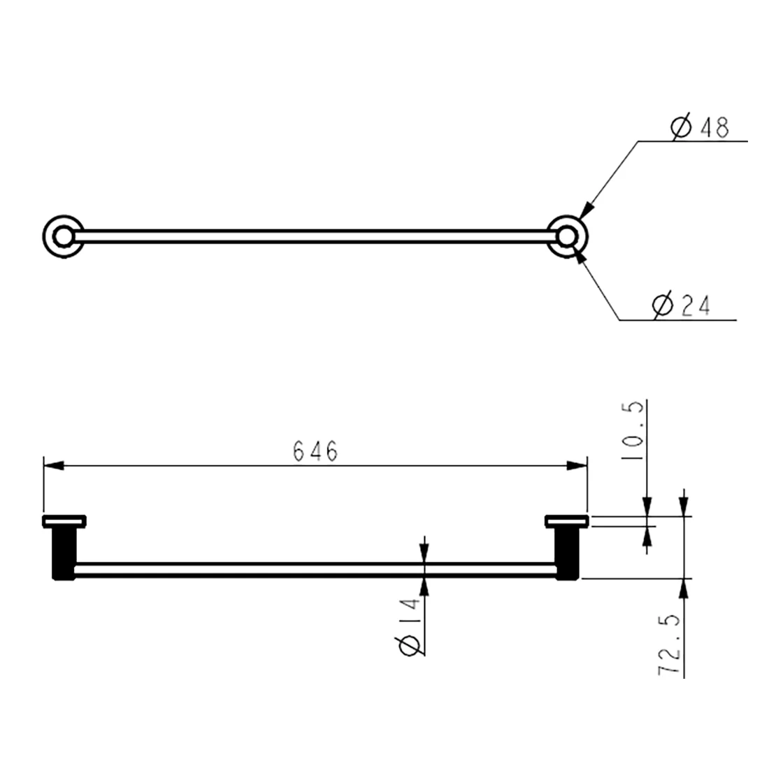 Linie Single Towel Rail 600mm Brushed Gold - Image 2