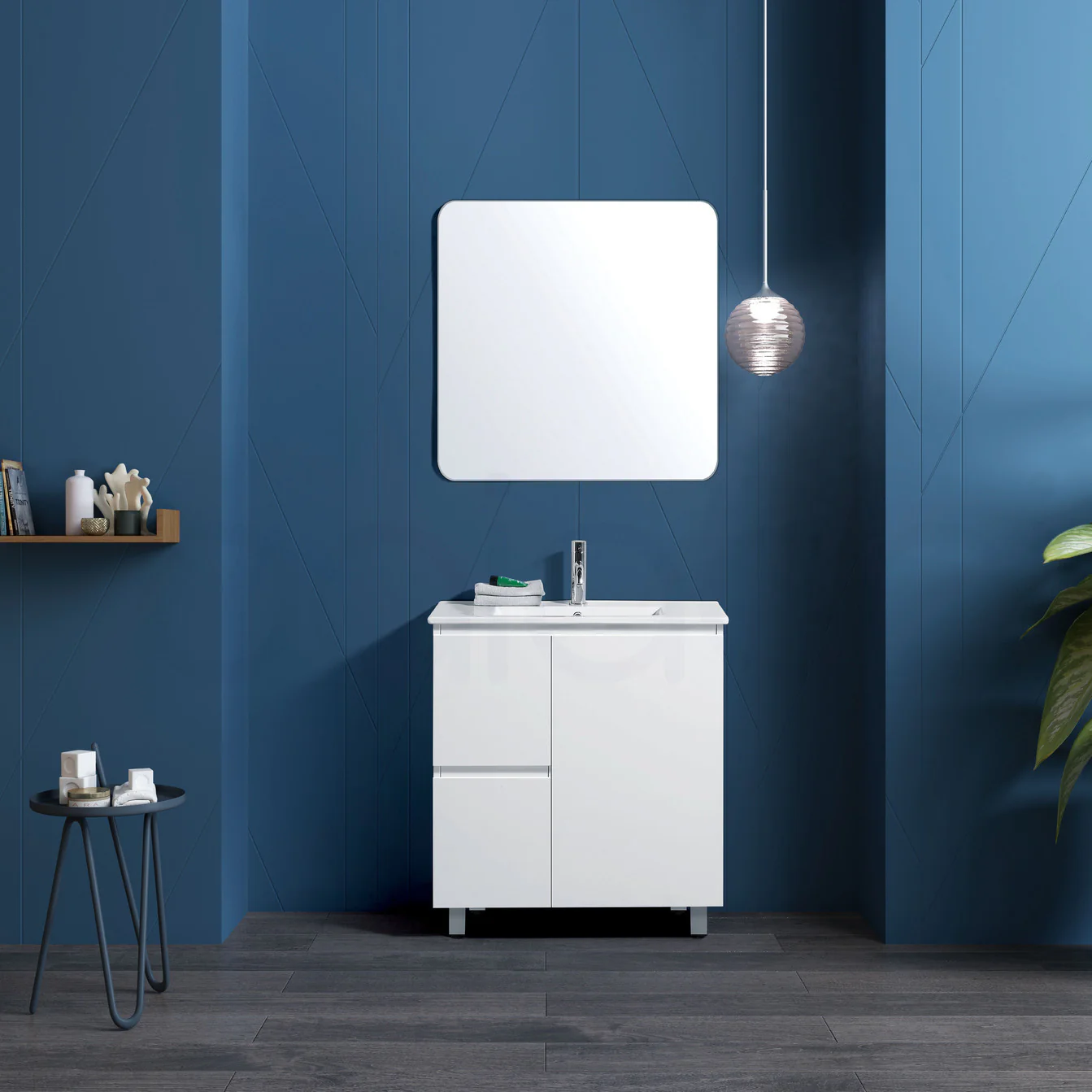 Lucena 750mm Slim Left Drawer PVC Water Proof Bathroom Vanity Cabinet - Image 5