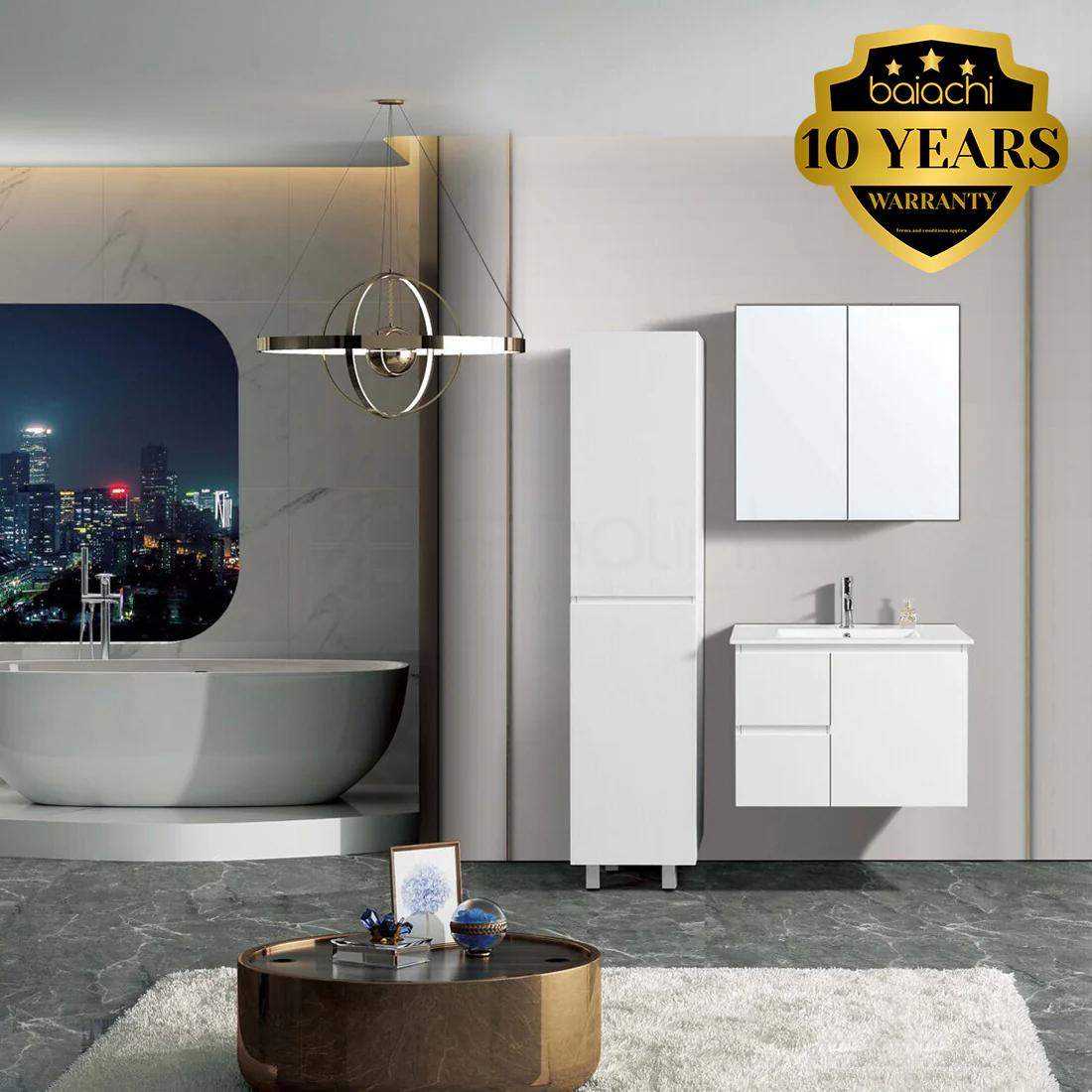 Lucena 750mm Slim PVC Water Proof Wall Hung Bathroom Vanity Left Drawers Cabinet