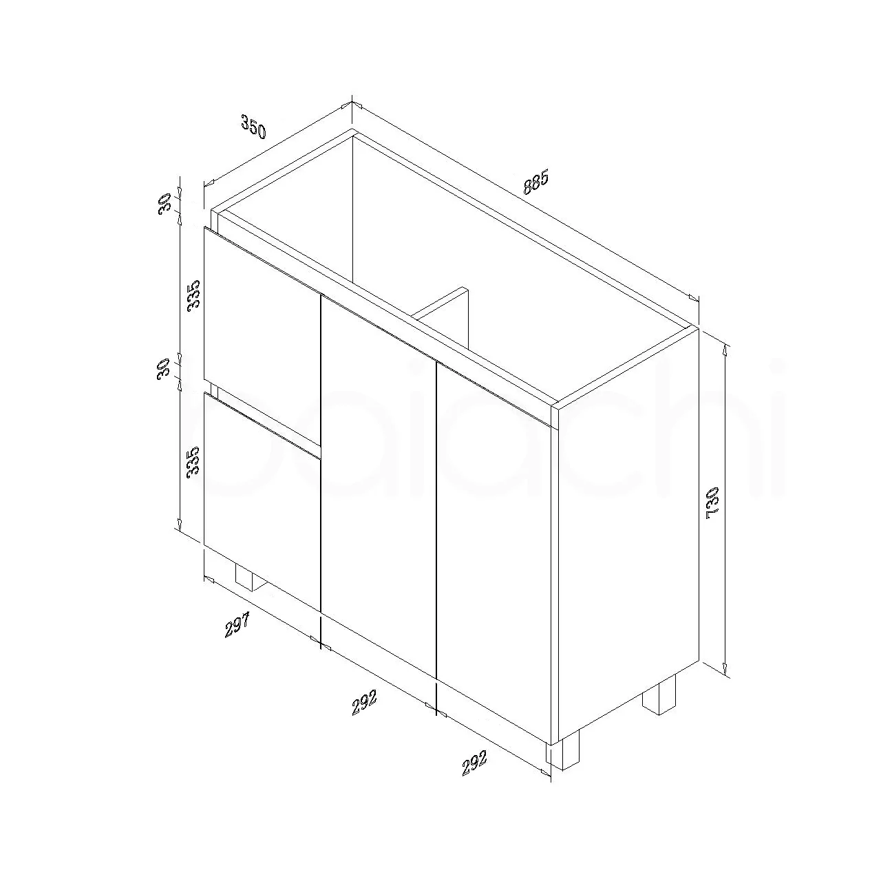 Lucena 900mm Slim Left Drawer PVC Water Proof Bathroom Vanity Cabinet - Image 2