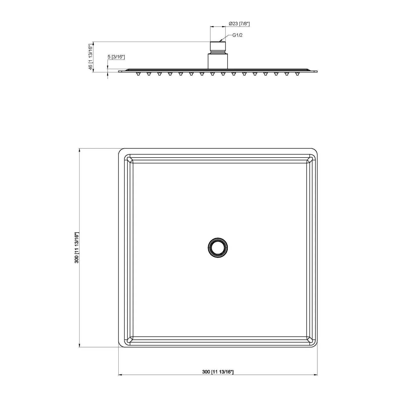 Mackenzie Square Stainless Steel Shower Head 300mm Matte Black - Image 2