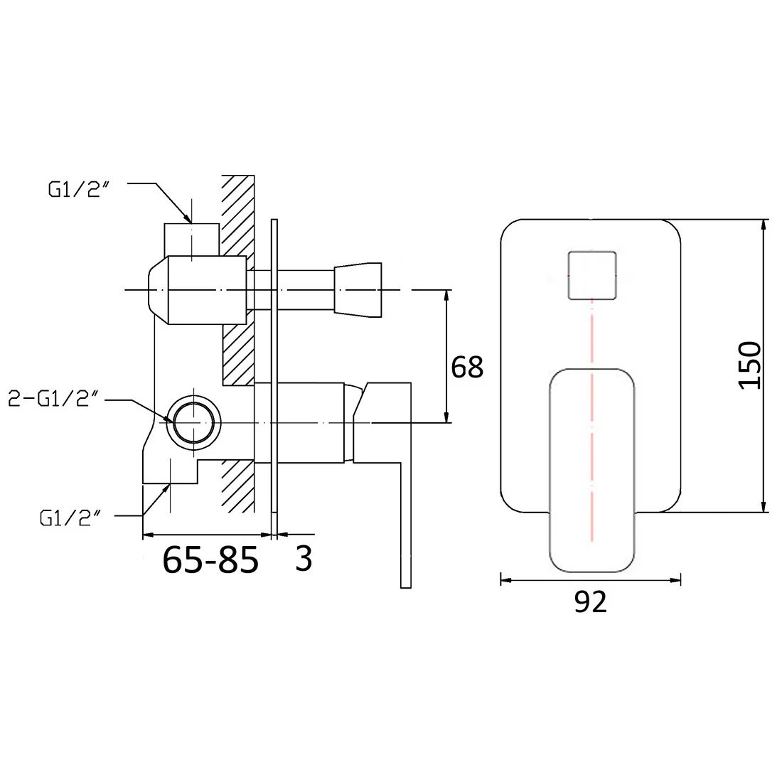 Nova Wall Mixer With Diverter Chrome - Image 2
