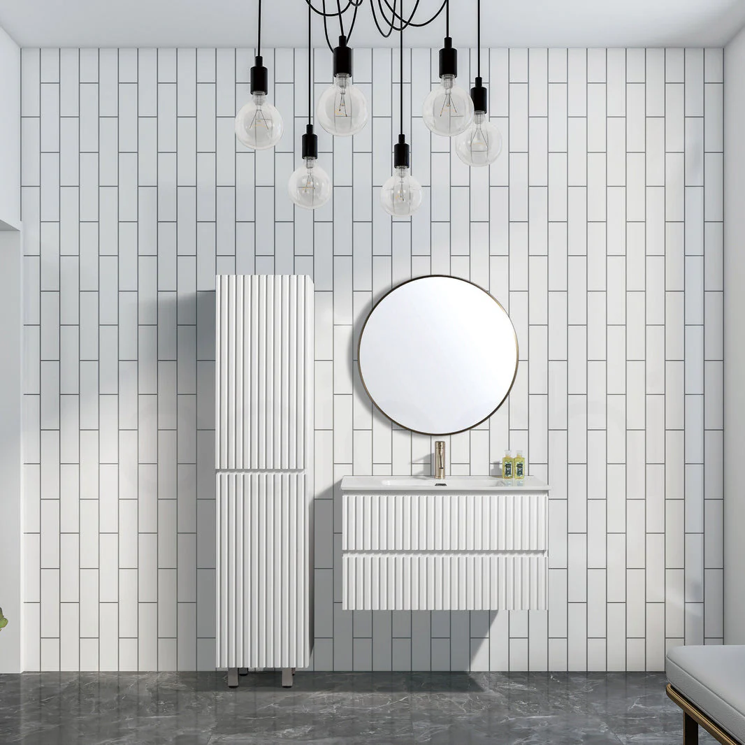 Oslo Plywood 900mm Wall Hung Bathroom Vanity Ceramic Basin - Image 3