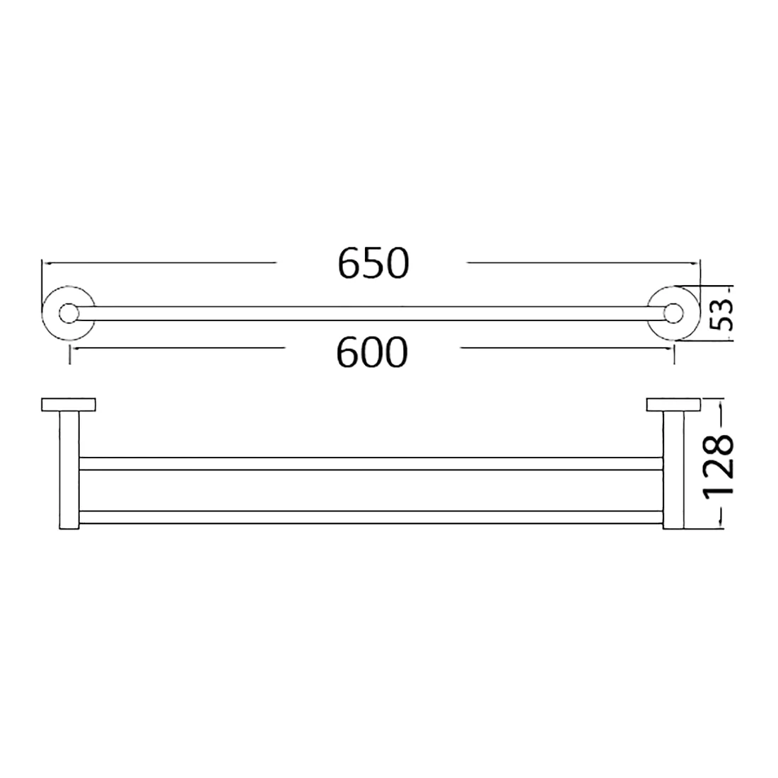 Otus Double Towel Rail 600mm Matte Black - Image 2