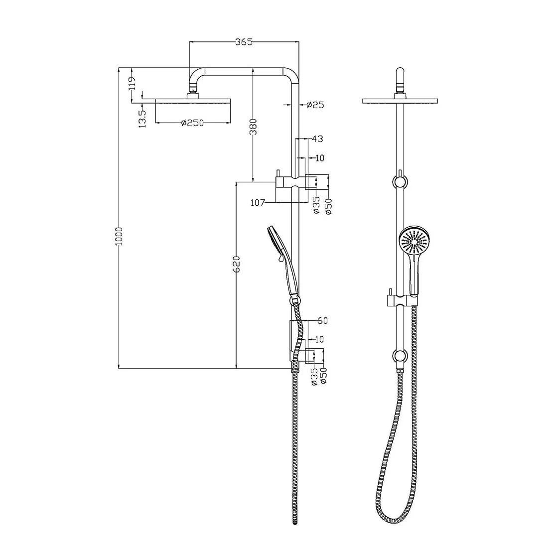 Otus Round Multi Function Shower Set Brushed Copper - Image 2
