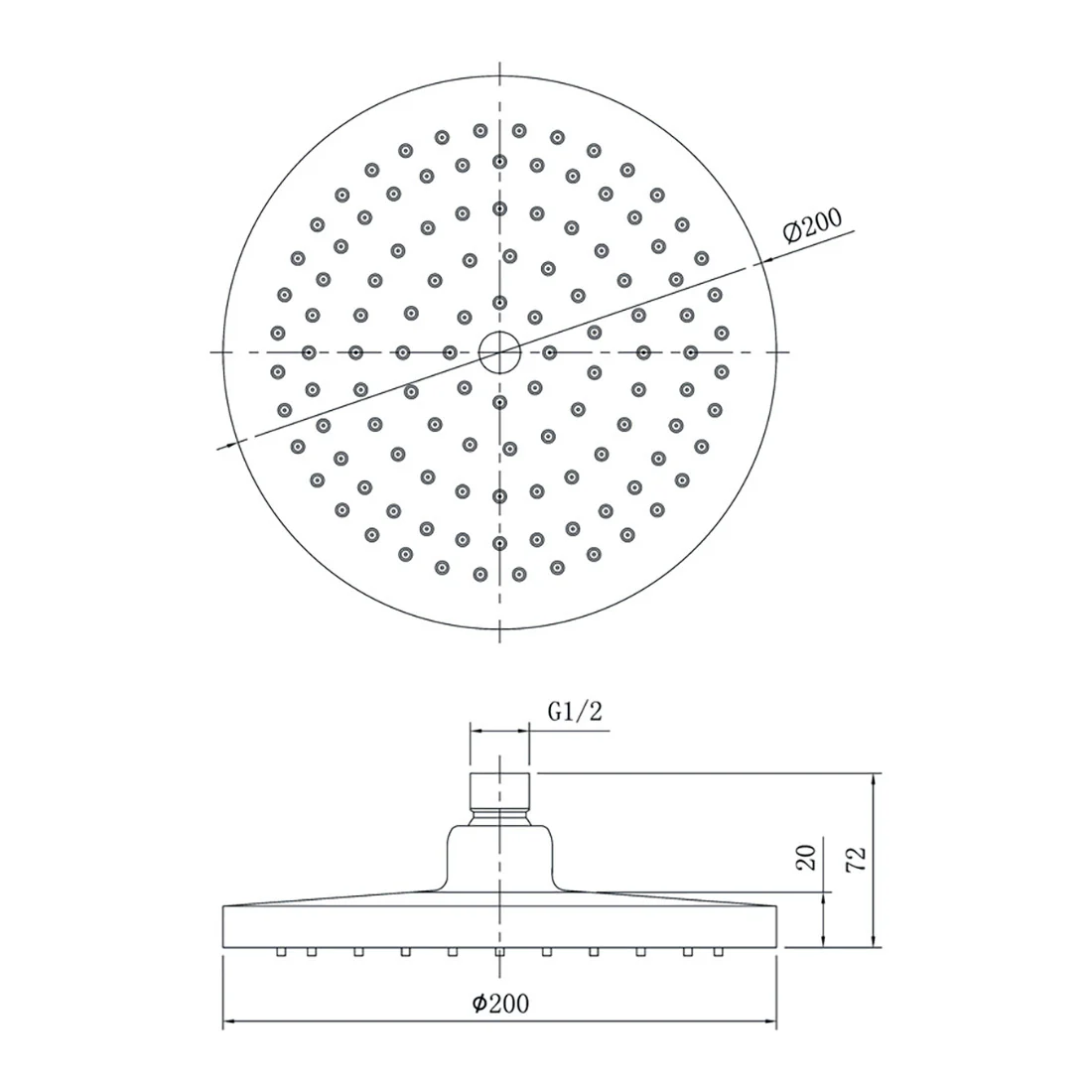 Otus Round Shower Head 200mm Chrome - Image 2