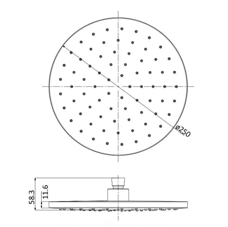 Otus Round Shower Head 250mm Chrome - Image 2