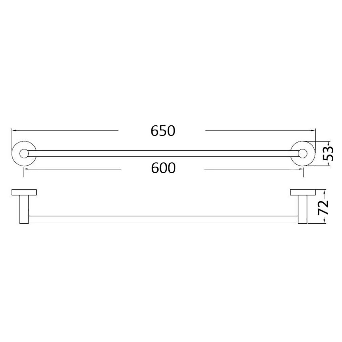 Otus Single Towel Rail 600mm Matte Black - Image 2