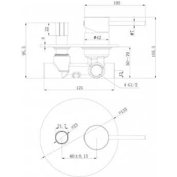 Otus Slimline SS Wall Diverter Mixer Gun Metal - Image 3