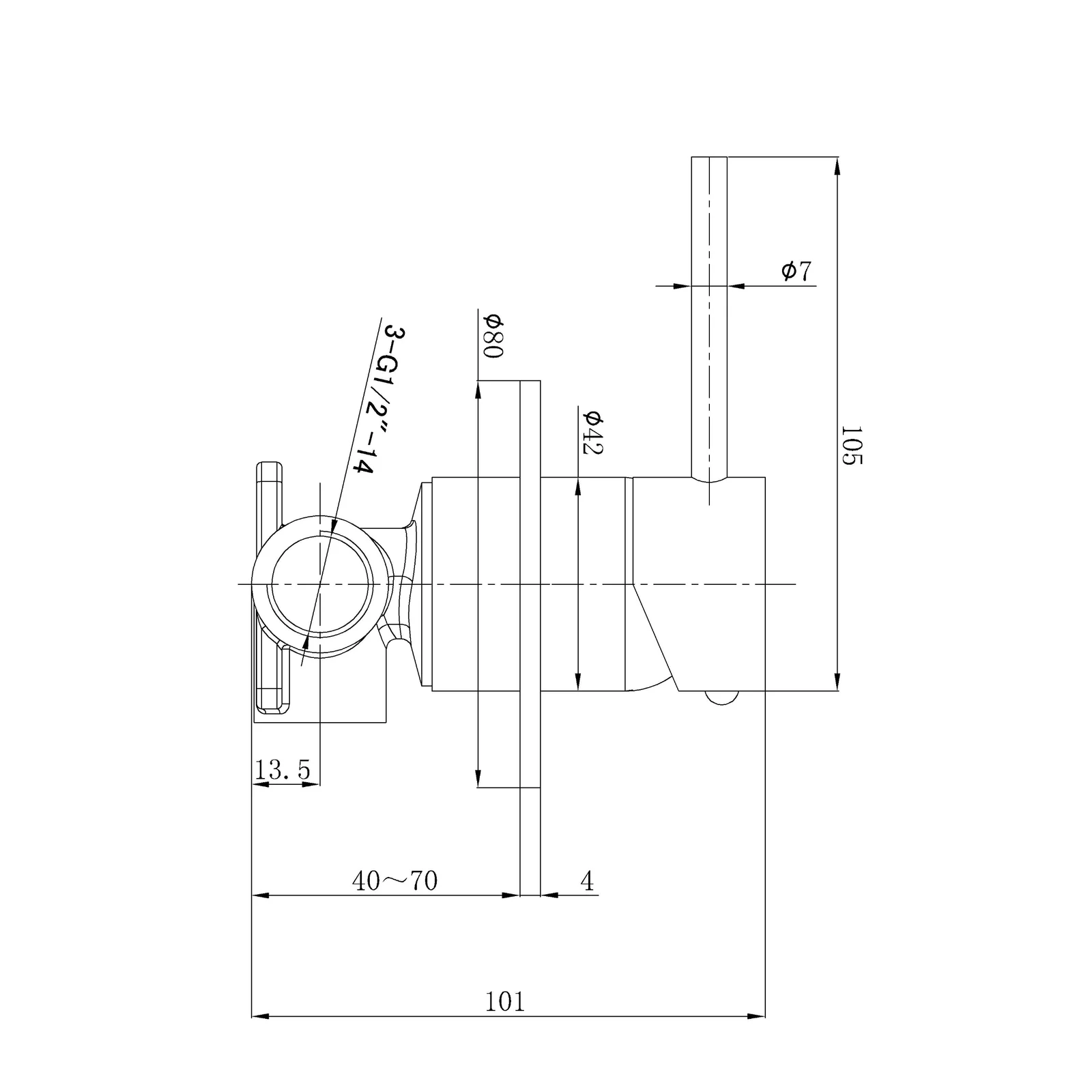 Otus Slimline SS Wall Mixer Brushed Copper - Image 2