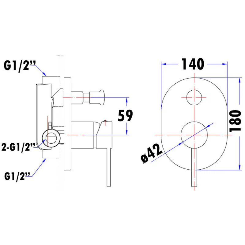 Otus Wall Mixer With Diverter Chrome - Image 2