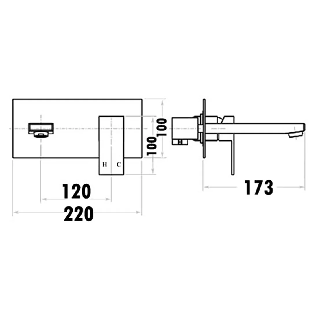 Rosa Wall Mixer With Spout Chrome - Image 2