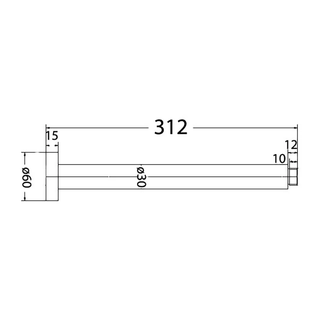 Round Ceiling Shower Arm 300mm Brushed Copper - Image 2