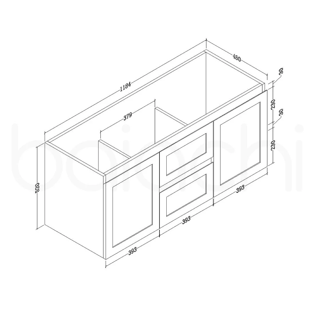 Shaker Plywood 1200mm Wall Hung Bathroom Vanity White Stone - Image 2