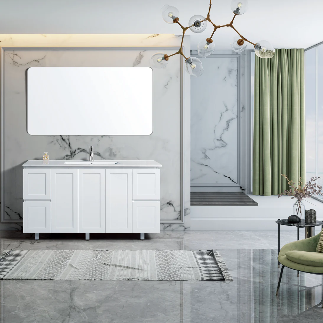 Shaker 1500mm Plywood Bathroom Vanity Double Ceramic Basin - Image 2