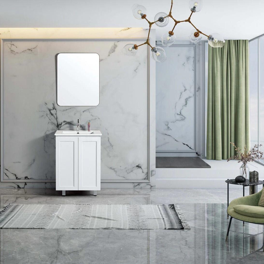 Shaker 600mm Plywood Bathroom Vanity Ceramic Basin - Image 2
