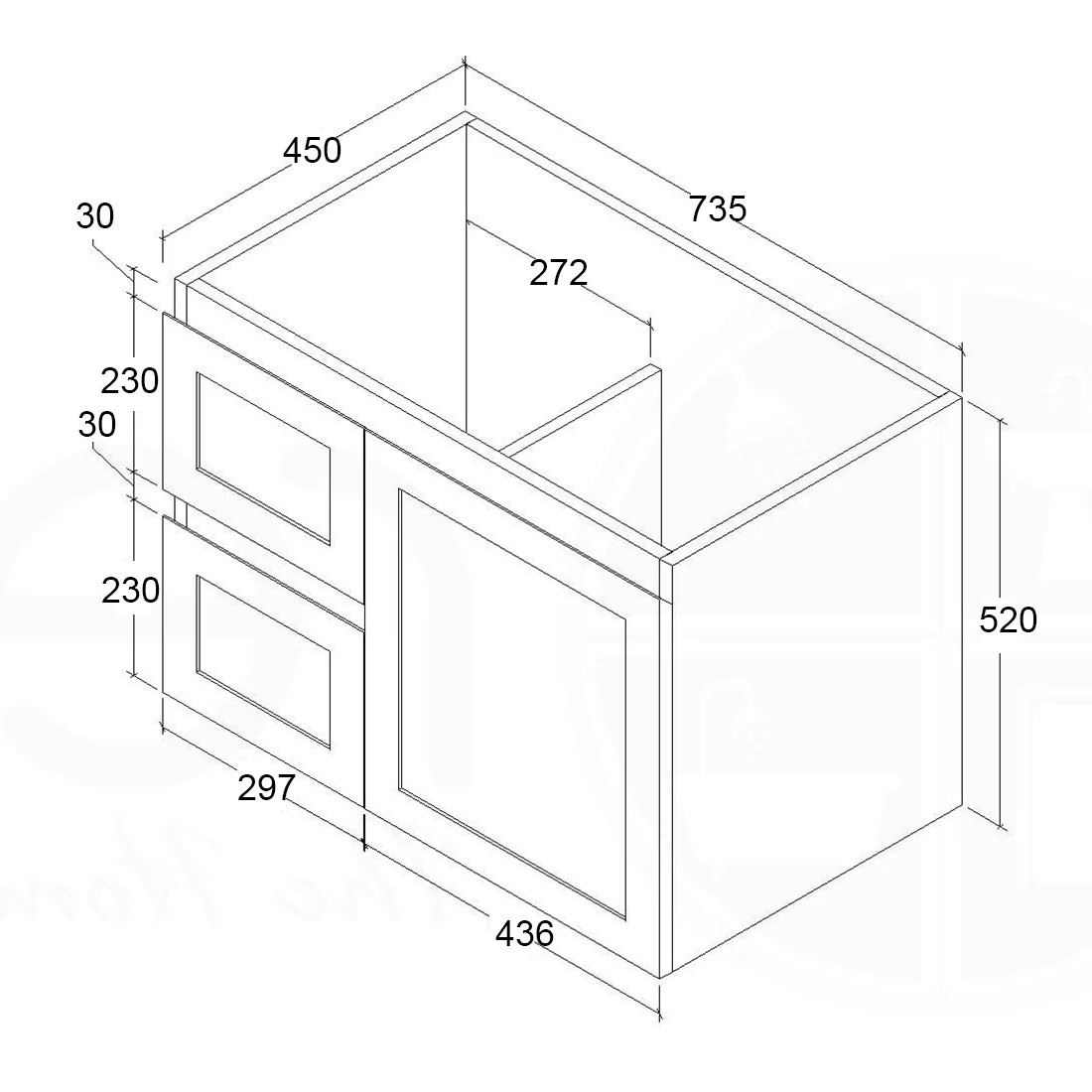Shaker 750mm PVC Wall Hung Bathroom Vanity White Quartz Stone - Image 2