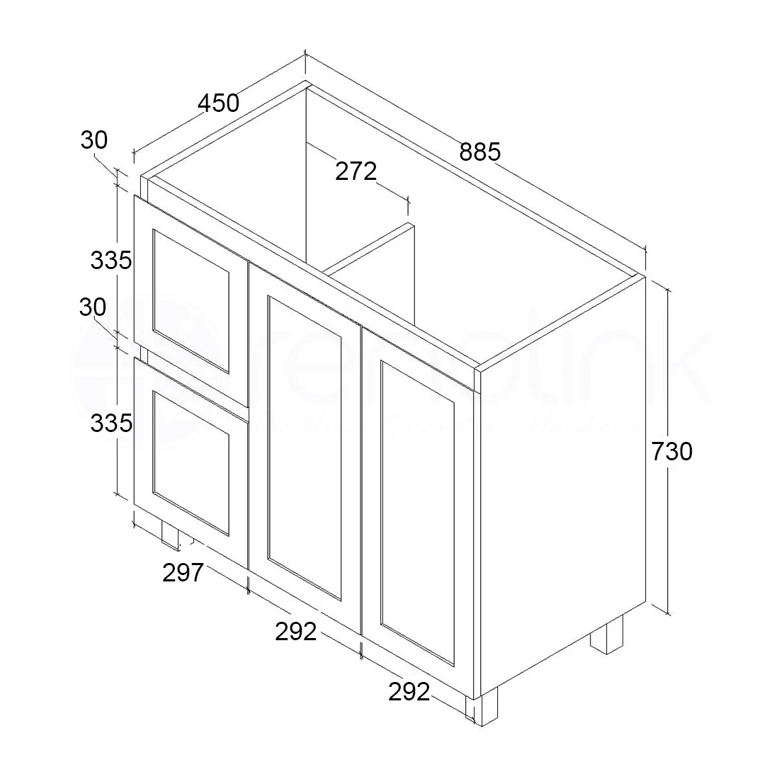 Shaker 900mm Left Drawer Plywood Bathroom Vanity Ceramic Basin - Image 3
