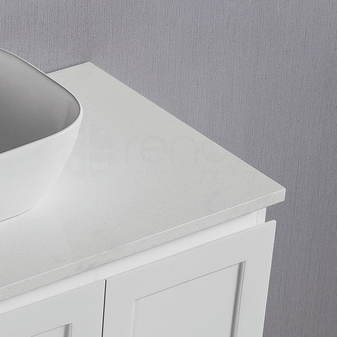 Shaker Plywood 600mm Wall Hung Bathroom Vanity Right Drawers White Stone - Image 4