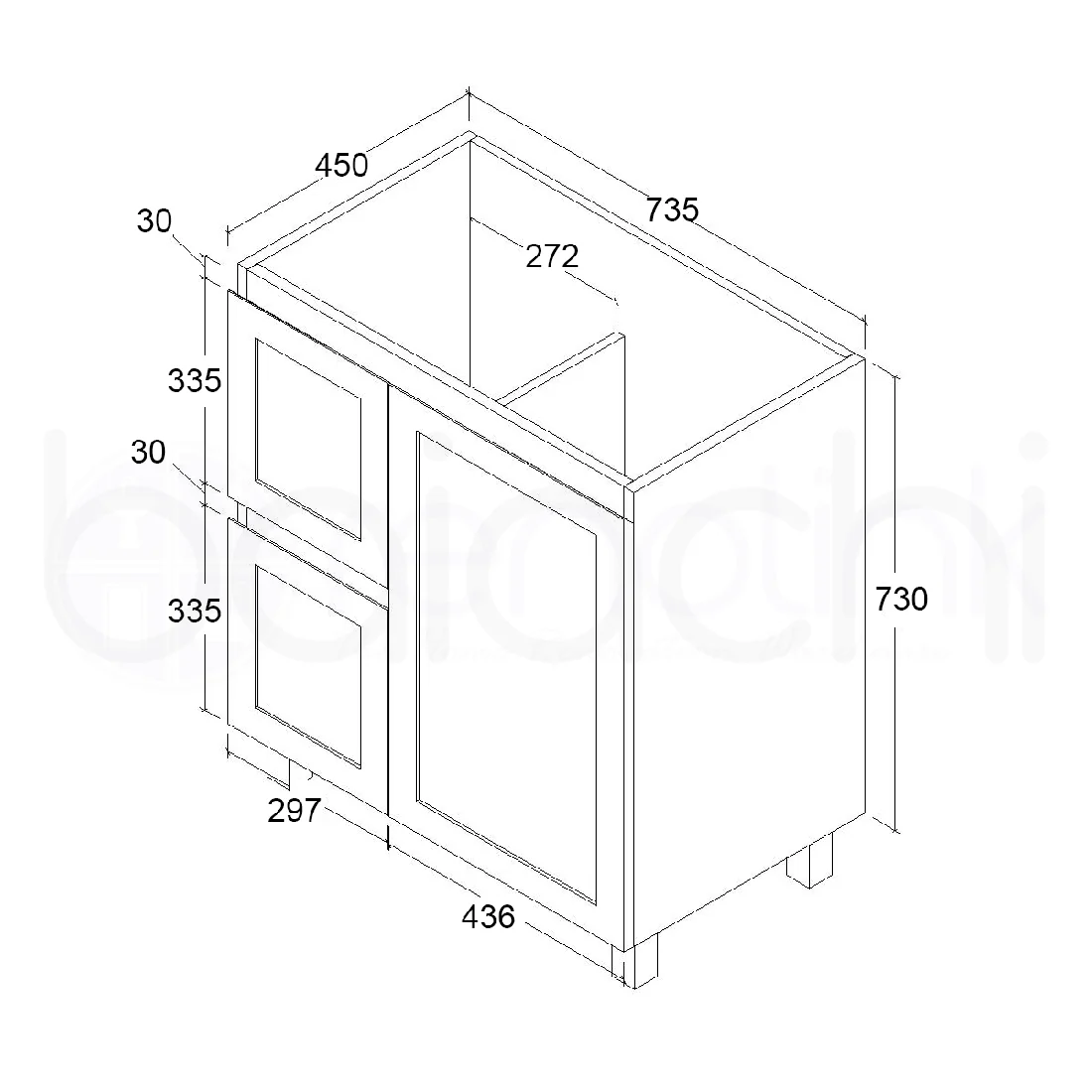Shaker Plywood 750mm Left Drawer Bathroom Vanity Ceramic Basin - Image 2