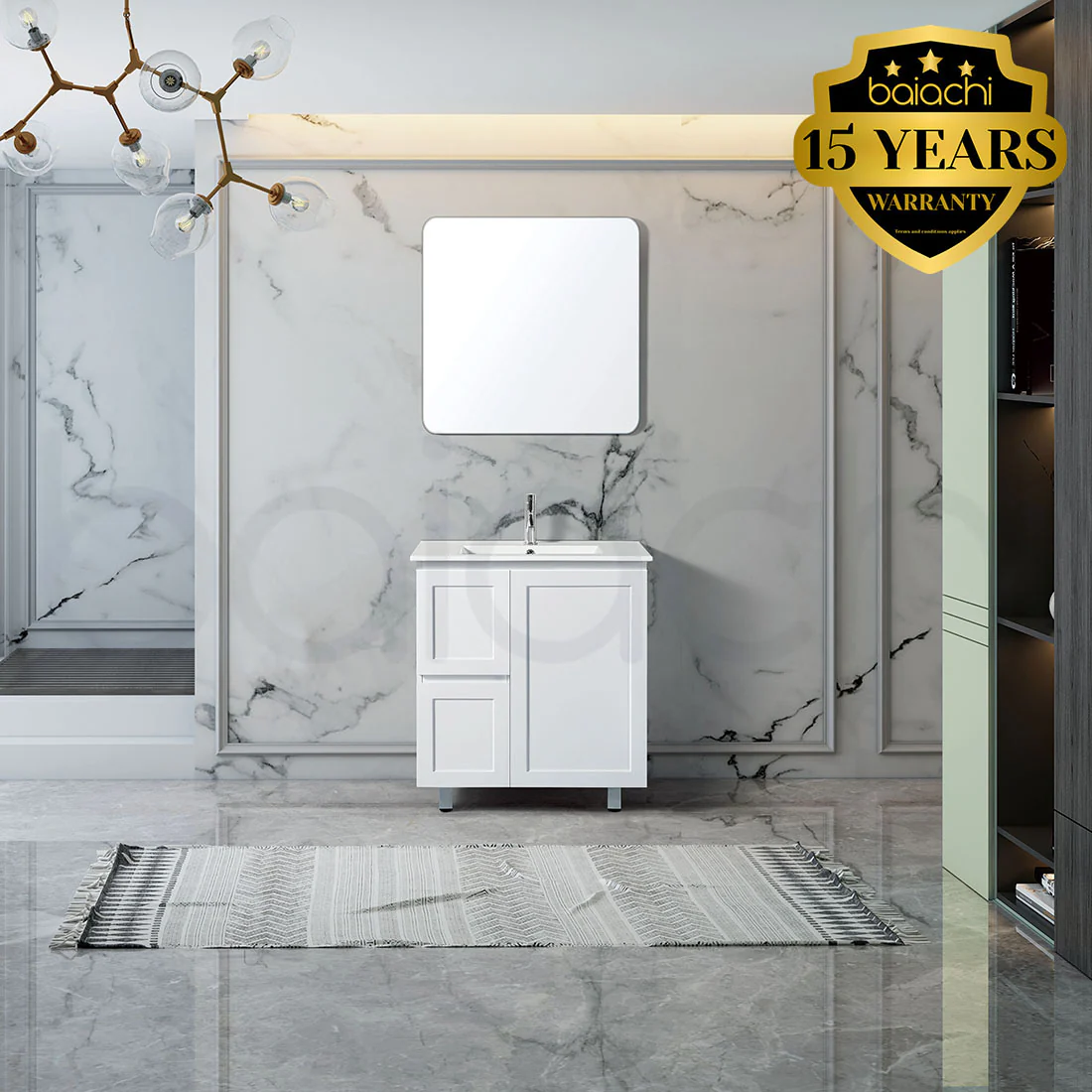 Shaker Plywood 750mm Left Drawer Bathroom Vanity Ceramic Basin - Image 3