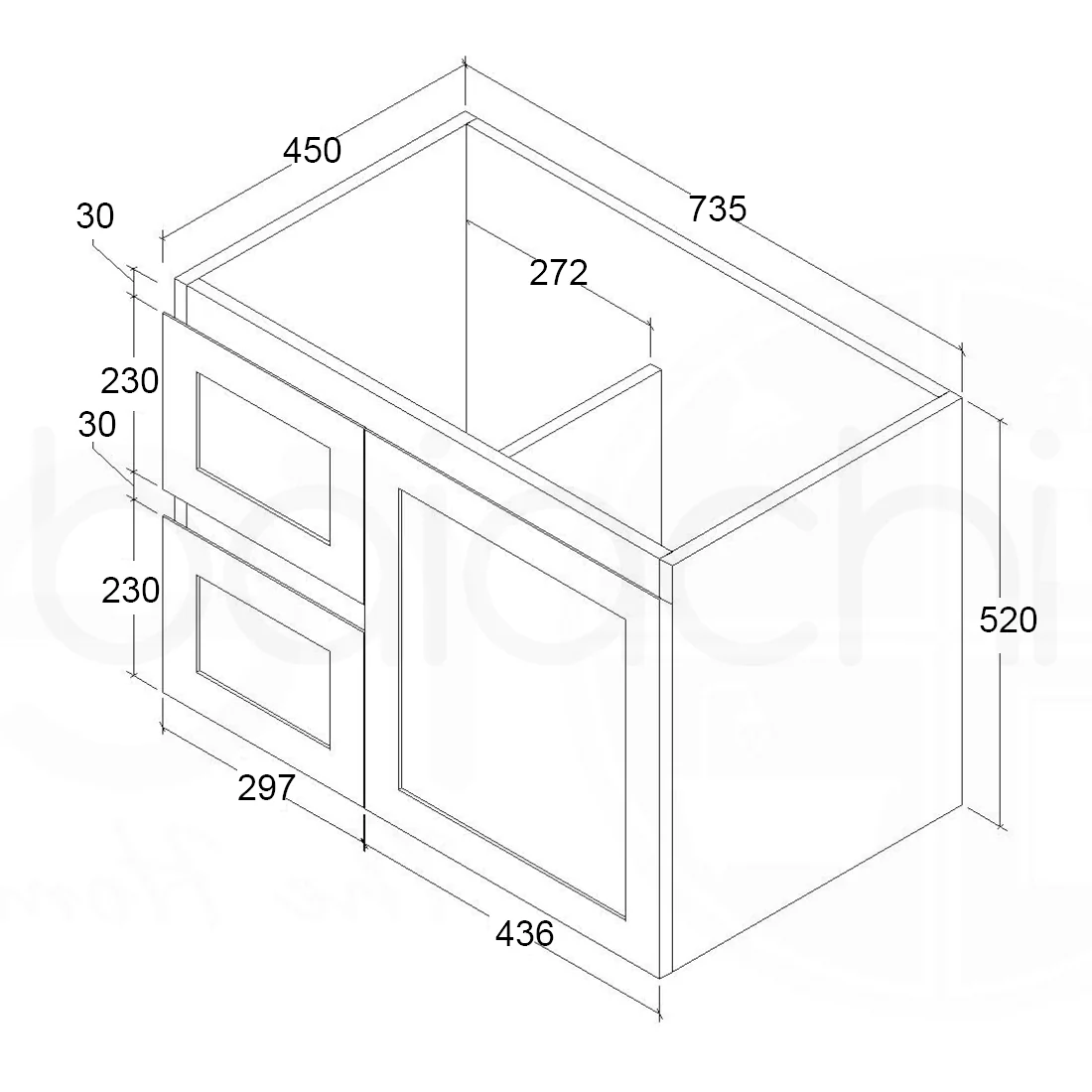 Shaker Plywood 750mm Left Drawer Wall Hung Bathroom Vanity Ceramic Basin - Image 2
