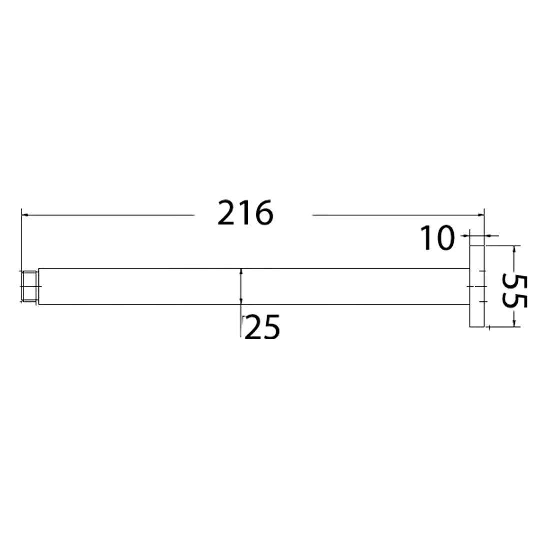 Square Ceiling Shower Arm 210mm Chrome - Image 2