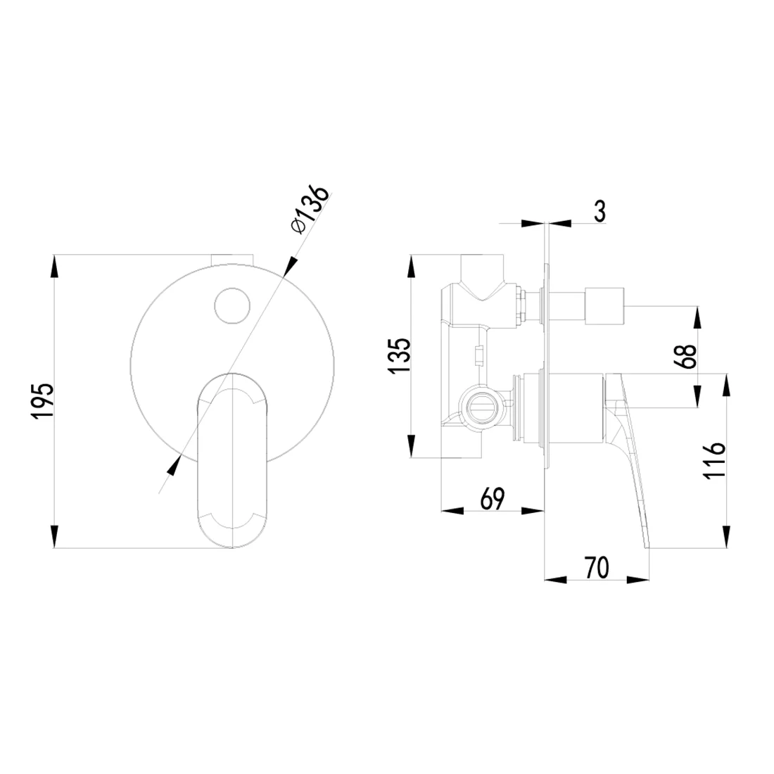 Sulu II Wall Mixer With Diverter Gun Metal - Image 2