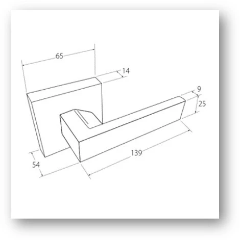 Trident Door Handle Lever On Square Rose Combination Set Matte Black - Image 2