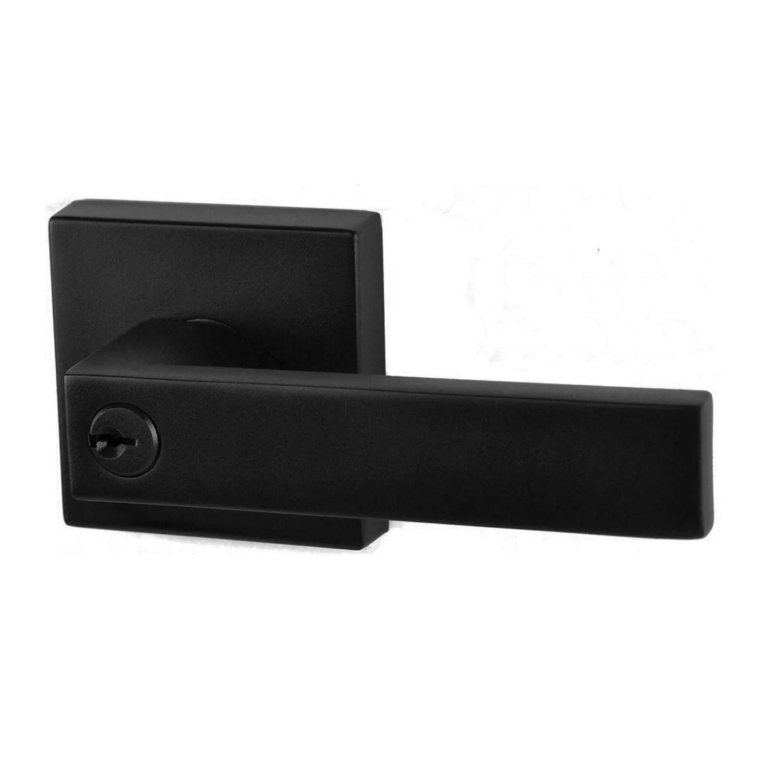 Trident Door Handle Lever On Square Rose Entrance Set Matte Black - Image 4