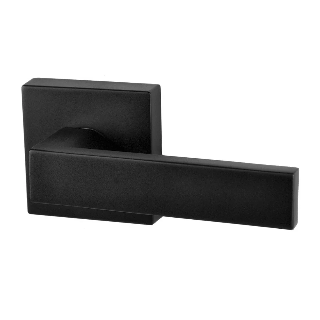 Trident Door Handle Lever On Square Rose Passage Set Matte Black - Image 3