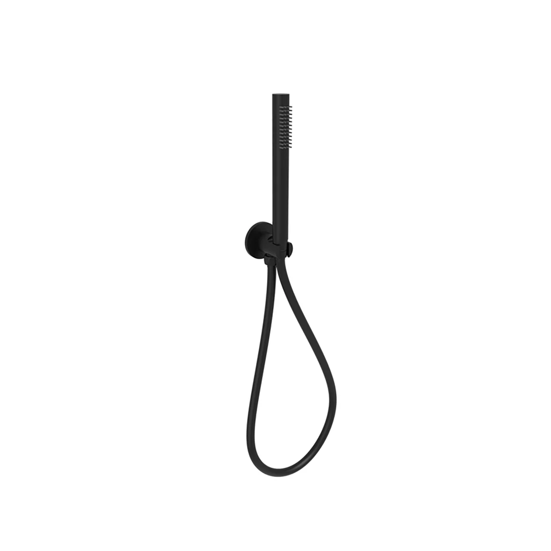 Tube Round Hand Shower On Wall Outlet Bracket Matte Black - Image 3