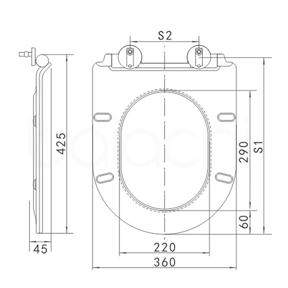 Urea-Formaldehyde (UF) Slim D Shape Toilet Seat - Image 3
