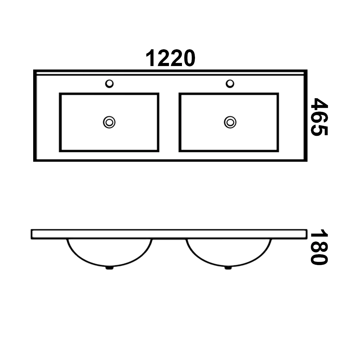 Vellena 1200mm Plywood Prime Oak Wall Hung Bathroom Vanity Double Ceramic Basin - Image 3