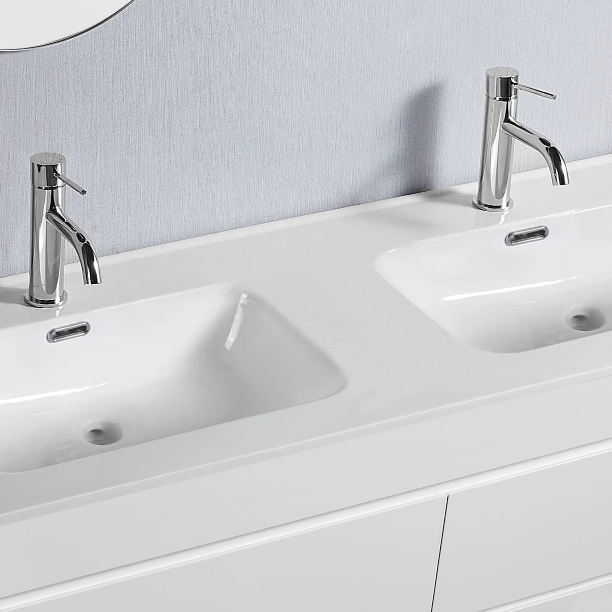 Vellena 1200mm Plywood Wall Hung Bathroom Vanity Double Ceramic Basin - Image 9